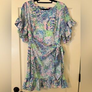 NWOT Lilly Pulitzer wrap pastel floral Print Mini Dress